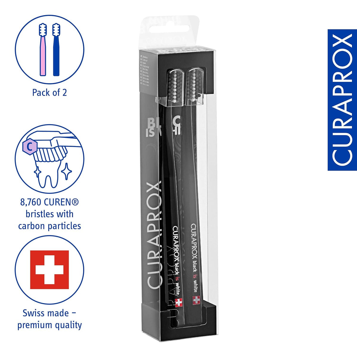 Toothbrush Duo – for Adults | Stylish Black Toothbrushes with Ultra-Soft Filaments | Whitening-Friendly | Black | 2-Pack