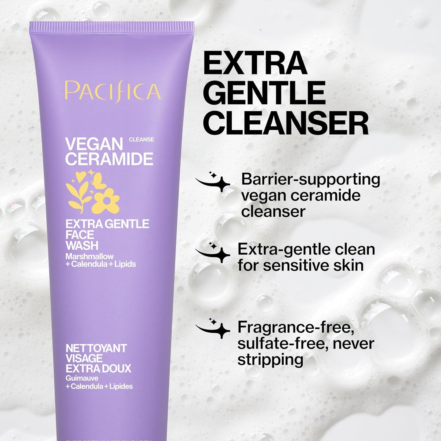Face Wash for Sensitive Skin Facial Cleanser Vegan Ceramide Barrier Repair Extra Gentle for Daily Fragrance Free for Sensitive Skin, Clean Beauty, Vegan & Cruelty-Free Dermatologist Tested