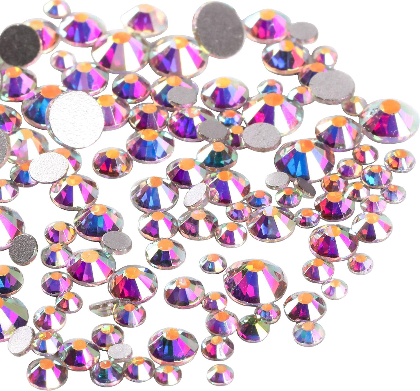 Rhinestones for Bedazzling, 3456Pcs Nail Gems, Crystal AB | Glue Fix, 6 Mixed Sizes (SS4-SS12) Crystal Glass Flatback Rhinestones for Nails, Crafts, Clothes, Shoes, Tumblers & Decor