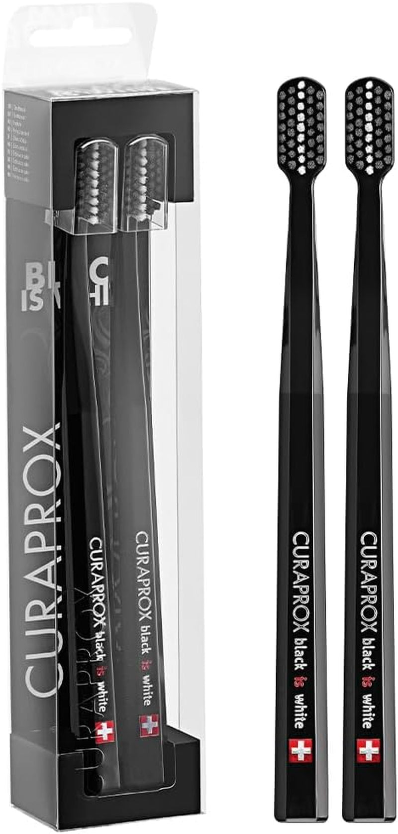 Toothbrush Duo – for Adults | Stylish Black Toothbrushes with Ultra-Soft Filaments | Whitening-Friendly | Black | 2-Pack