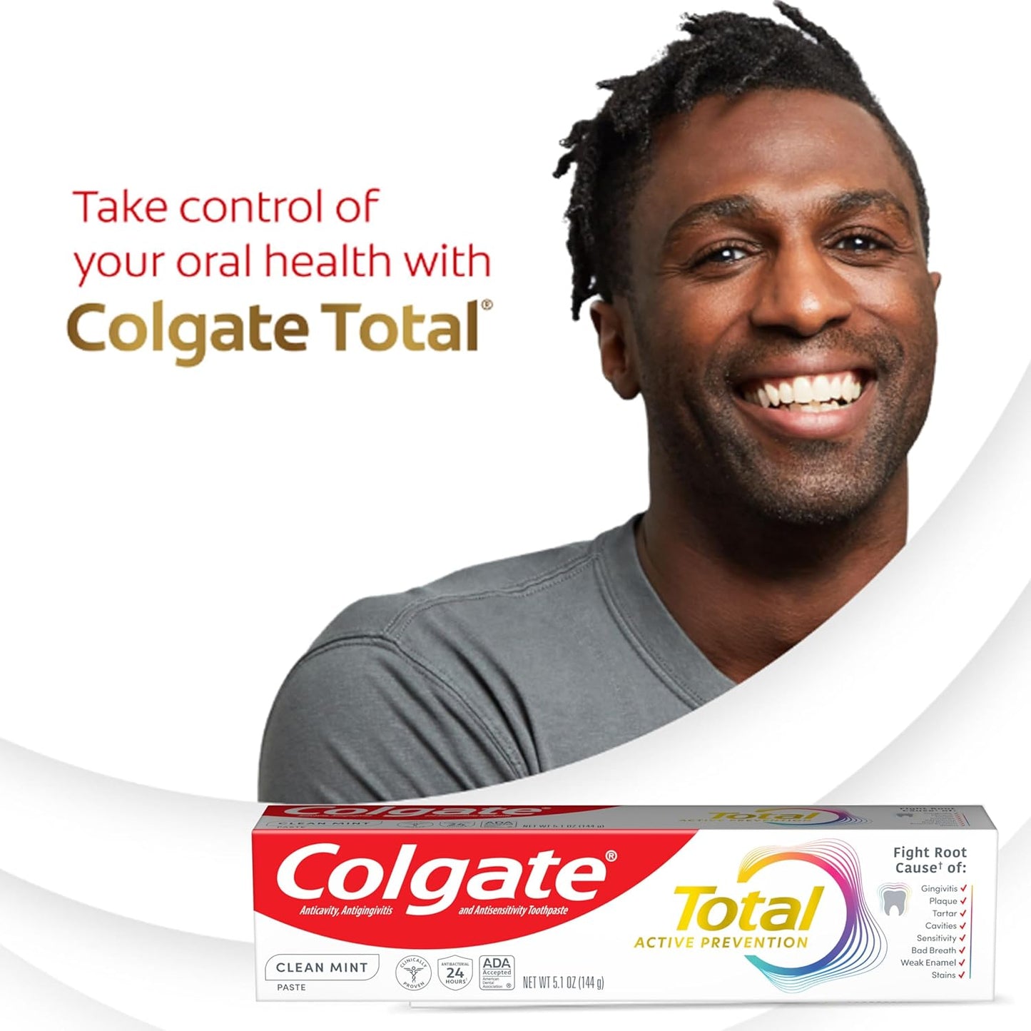 Total Active Prevention Clean Mint Toothpaste, Anticavity Fluoride Toothpaste, Clinically Proven Formula That Fights Plaque Bacteria, Mint, 4 Pack, 5.1 Oz
