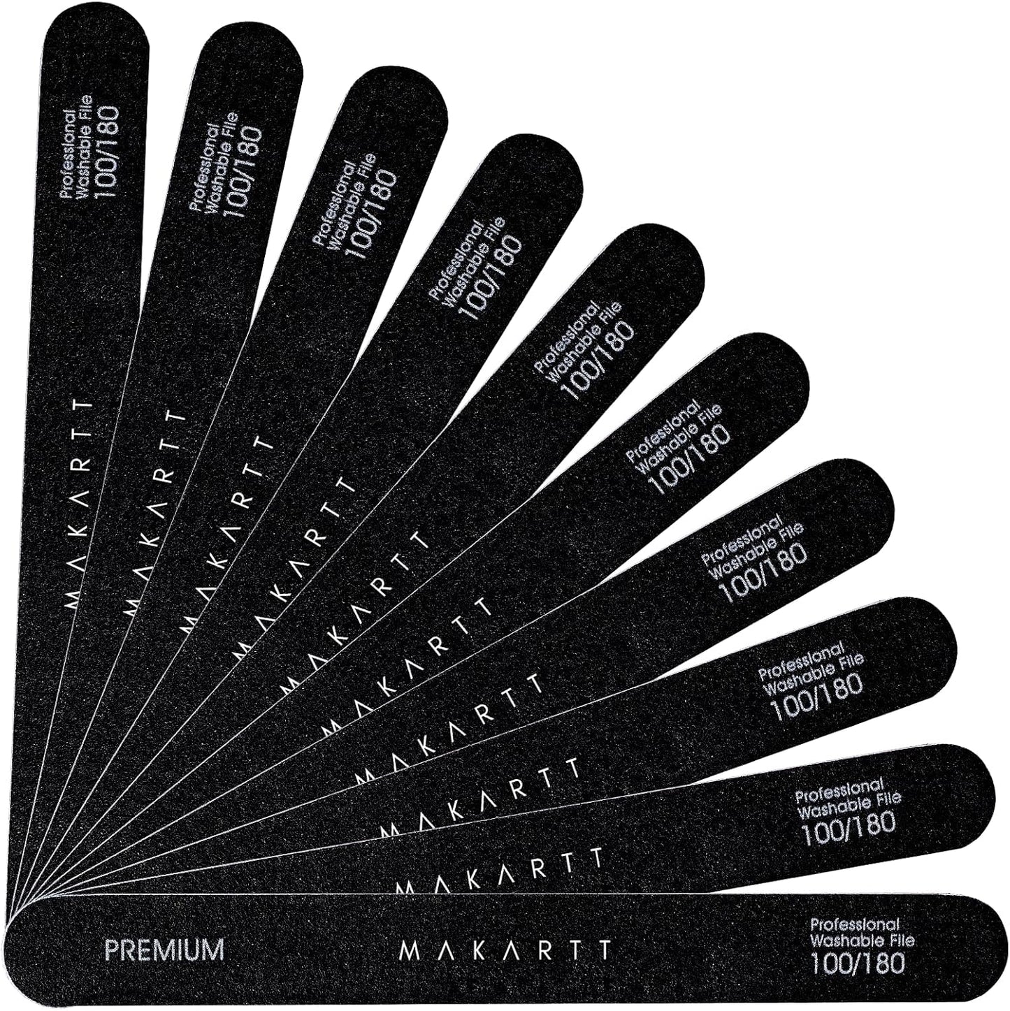 Nail File - 100/180 Grit Emery Boards for Nails, Professional Nail Files, 10Pcs Double Sides Black Coarse Fingernail Filer for Acrylic and Extension Gel Removal Manicure Kit Salon Home Use