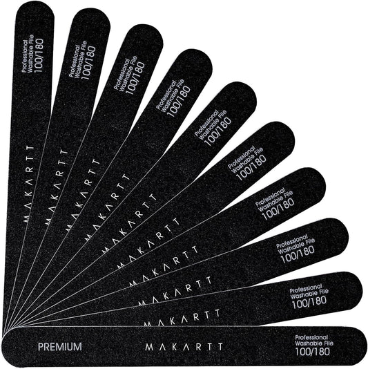 Nail File - 100/180 Grit Emery Boards for Nails, Professional Nail Files, 10Pcs Double Sides Black Coarse Fingernail Filer for Acrylic and Extension Gel Removal Manicure Kit Salon Home Use