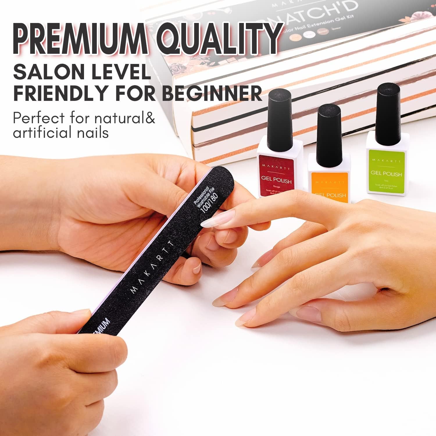 Nail File - 100/180 Grit Emery Boards for Nails, Professional Nail Files, 10Pcs Double Sides Black Coarse Fingernail Filer for Acrylic and Extension Gel Removal Manicure Kit Salon Home Use