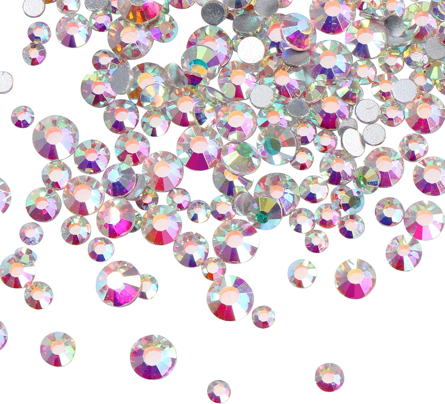 Rhinestones for Bedazzling, 3456Pcs Nail Gems, Crystal AB | Glue Fix, 6 Mixed Sizes (SS4-SS12) Crystal Glass Flatback Rhinestones for Nails, Crafts, Clothes, Shoes, Tumblers & Decor