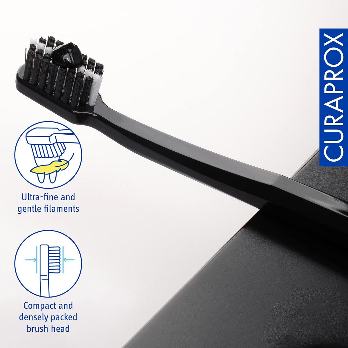 Toothbrush Duo – for Adults | Stylish Black Toothbrushes with Ultra-Soft Filaments | Whitening-Friendly | Black | 2-Pack