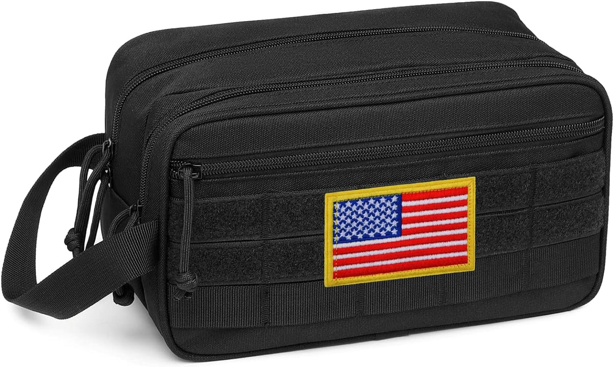 Toiletry Bag for Men - Tactical Dopp Kit for Travel, Black | Dry Wet Separate, Travel Toiletry Bag for Adults, Women, Grooming Gear, Camping, Gym and Travel Kits, Grooming Kits